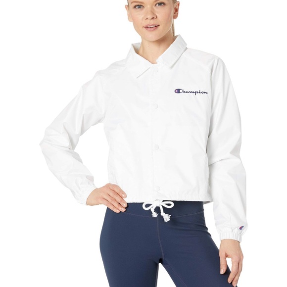 NWT Champion White Cropped Coaches Jacket - Picture 2 of 7